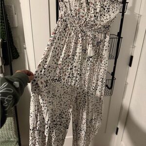 White Jumpsuit with Multicolor Print